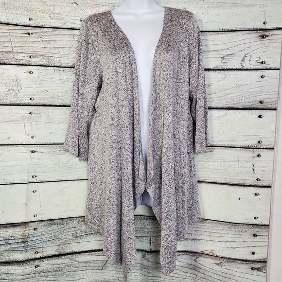 Maurices Gray Marled Drape Cardigan Lace Back Women’s XL USA Made - Picture 1 of 8